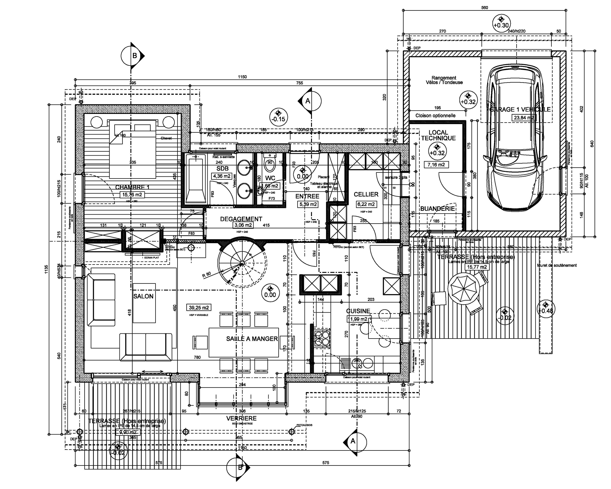 Plan Rdc de la maison Trijau