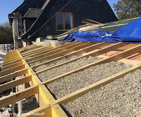 Remplissage béton de chanvre de la Toiture
