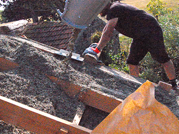 Réglage de l'épaisseur du béton de chanvre Tradical en toiture