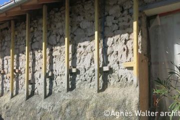 Visite chantier : doublage extérieur béton de chanvre à Frontignan
